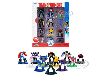 Set of 12 Diecast Figures Transformers Franchise Nano Metalfigs Series Diecast Models by Jada