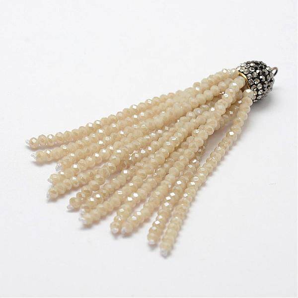 Electroplate Glass Bead Tassel Big Pendants