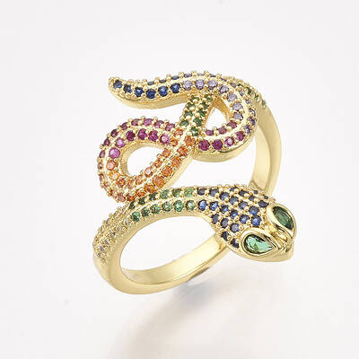 Brass Micro Pave Cubic Zirconia Cuff Rings