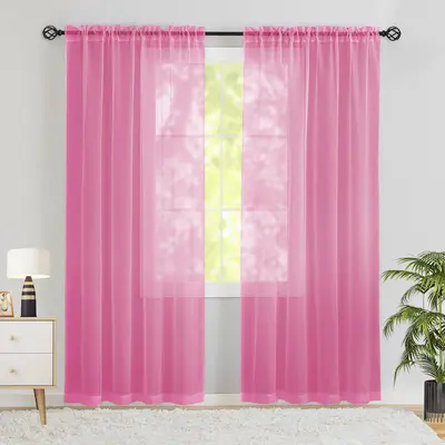 Sheer Curtain, 1 Pair Solid Color Window Curtain, Home Decor for Living Room, Bedroom, Kitchen