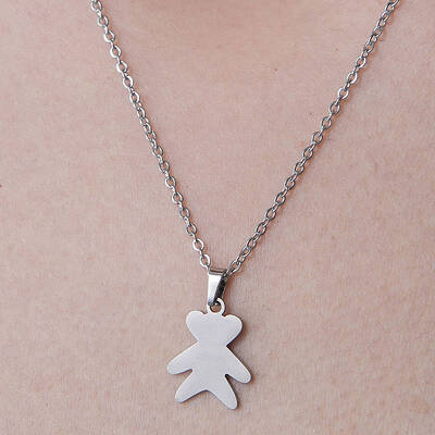 Non-Tarnish 201 Stainless Steel Bear Pendant Necklace