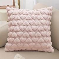 2pcs Set Pillow Covers Heart Love Cute Decorative Pink Throw Pillow Covers 18x18 Soft Plush Faux Fur Wool Cushion Covers for ...