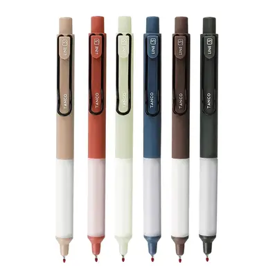 Retractable Gel Pen, 6pcs/set 0.5mm Quick Dry Smooth Writing Gel Pen, Office Supplies, Black Ink Gel Pen for School Office