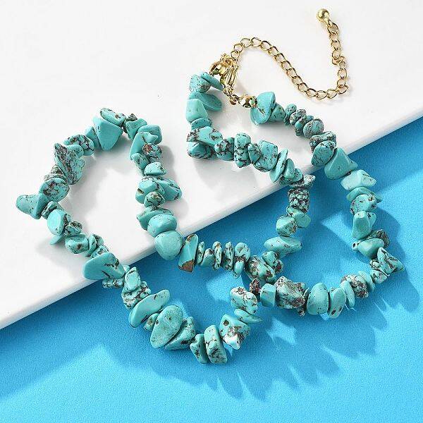 Synthetic Turquoise Chips Beaded Necklace