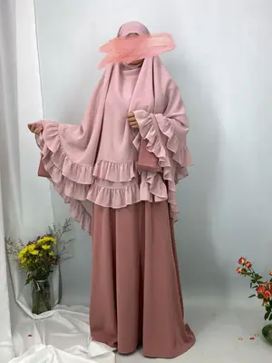 Women's Solid Color Ruffle Trim Khimar, Modest Fashion Hijab for Daily Wear, Women's Islamic Clothing for All Seasons