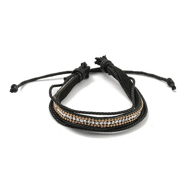 Braided PU Leather & Waxed Cords Multi-strand Bracelets