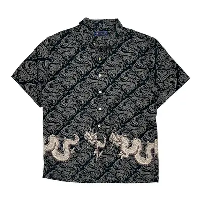Dragon Print Trend Basics Patterned Shirt - Large Black Cotton