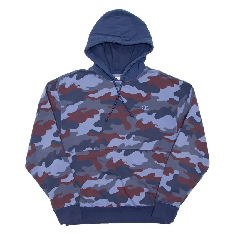 CHAMPION Camouflage Mens Blue Hoodie M