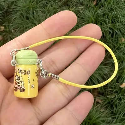 Labubu mini kettle thermos cup pendant cute small bottle doll accessories simulation diy water cup accessories Men shirt