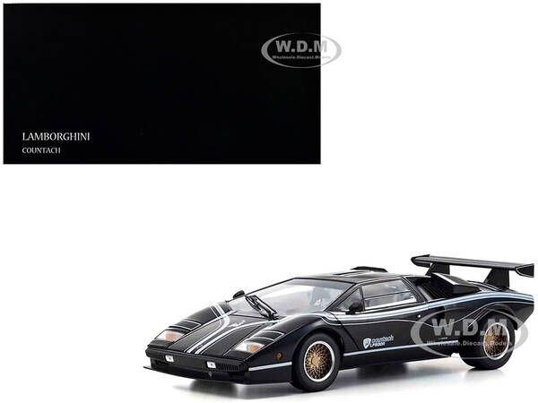 Lamborghini Countach LP 500R Black with White Interior 1/18 Diecast Model Car by Kyosho