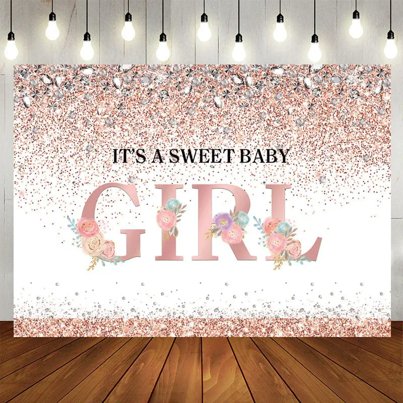 Aperturee Its A Sweet Baby Girl Pink Backdrop Baby Shower