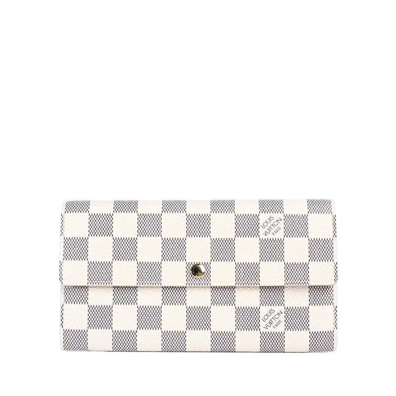Pre-owned Louis Vuittion Coated Canvas Wallet Louis Vuitton Sarah Damier Azur Long 17049973