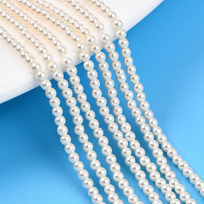 Baking Painted Pearlized Glass Pearl Bead Strands