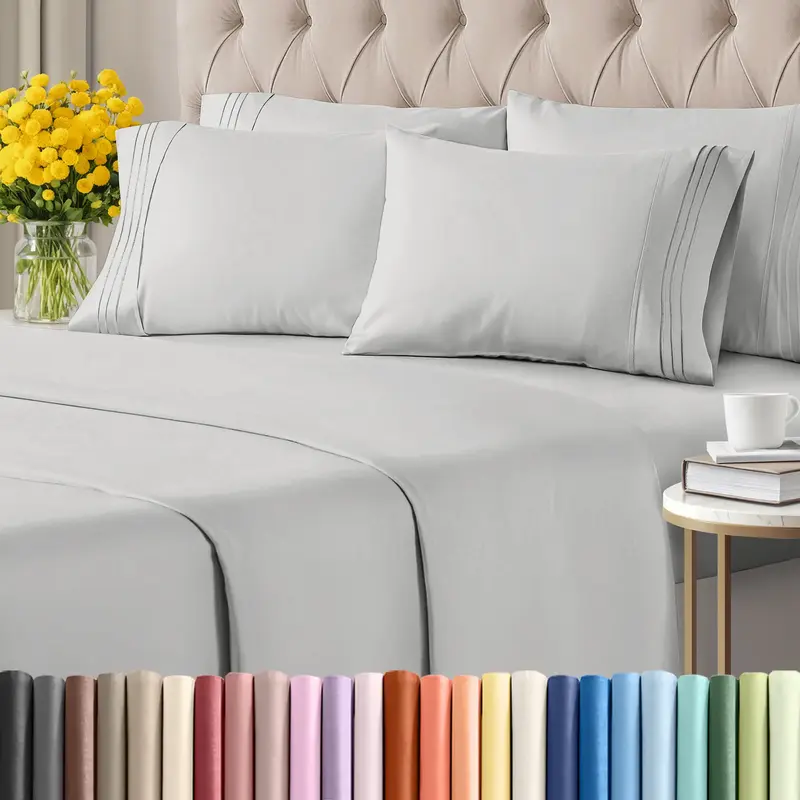 CGK 6-Piece Sheet Set – Deep Pocket, Wrinkle-Resistant, Cooling, 2 Extra Pillowcases