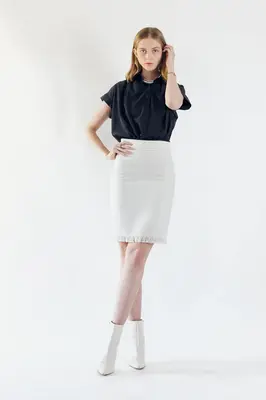 Luxe White Mini Tweed Skirt | Size: XL | Color: White