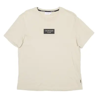 CALVIN KLEIN Womens T-Shirt Beige L