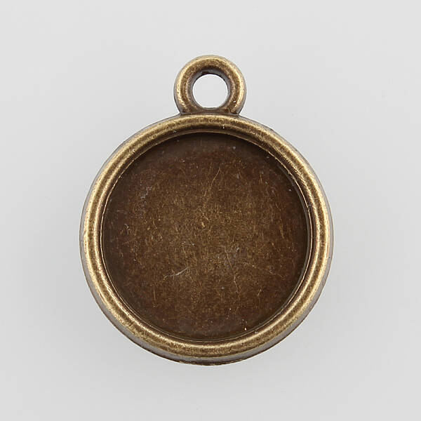 Vintage Flat Round Alloy Pendant Cabochon Settings
