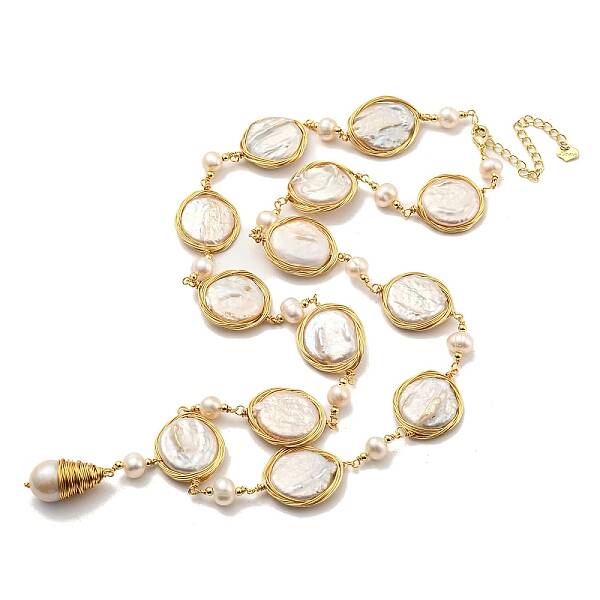 Natural Pearl Oval Link Necklaces