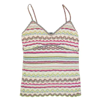 MARC CAIN Womens Camisole Top Green V-Neck Sleeveless Striped M
