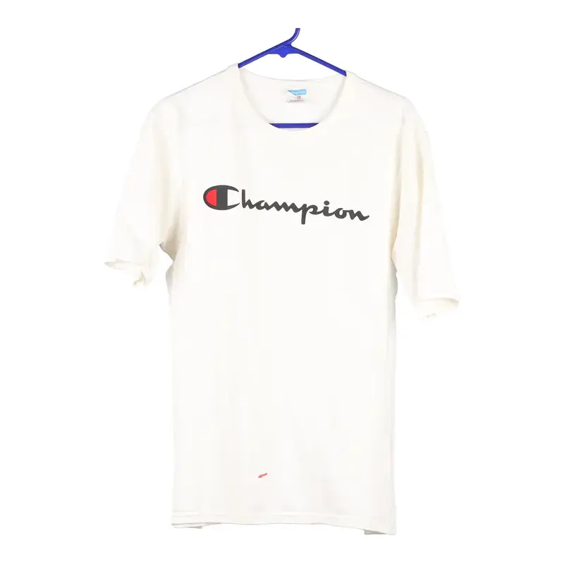 Champion Spellout T-Shirt - Medium White Cotton