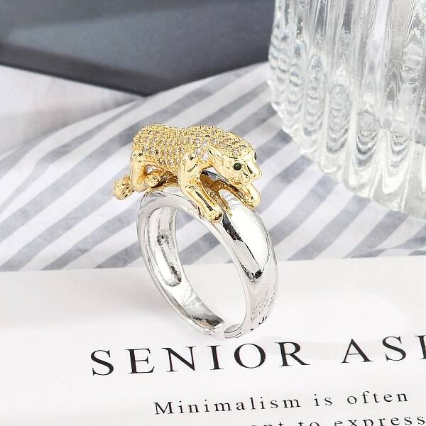 Brass Micro Pave Clear Cubic Zirconia Cuff Rings for Women Men