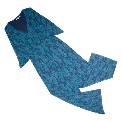 BODEN Flare Sleeve Womens Jumpsuit Blue Floral Wide-Leg UK 12
