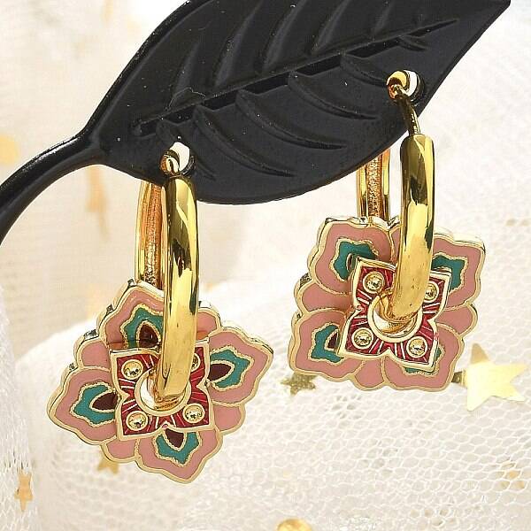 Brass Rhombus Hoop Earrings