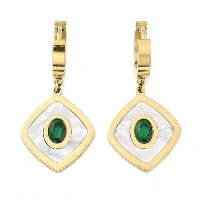 Rhombus 304 Stainless Steel Shell Dangle Earrings