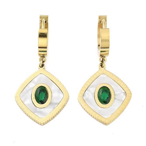 Rhombus 304 Stainless Steel Shell Dangle Earrings