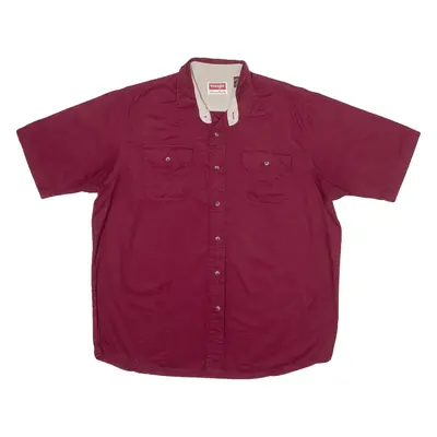 WRANGLER Plain Shirt Maroon Short Sleeve Mens XL