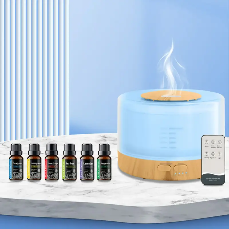 Ultrasonic Smart Diffuser & Humidifier - 16.9oz Tank, Timer Modes, 7 Color Lights, Includes 6 Premium Essential Oils - Perfec...