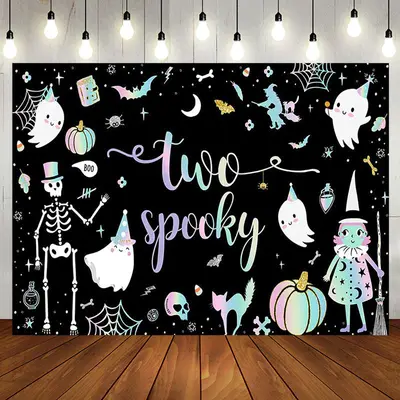 Black Ghosts Halloween Two Spooky Birthday Backdrop