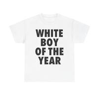 Cotton Short Sleeve  T-Shirt WHITE BOY OF THE YEAR SHIRT - Man Menswear Oversized Tshirt Streetwear Casual Classic Cotton Sho...