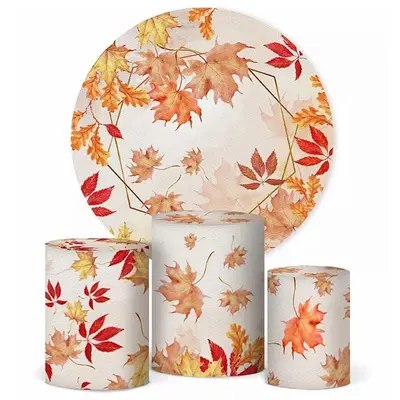 Aperturee Yellow Autumn Maple Leaves Party Round Backdrop Kit | Party Backdrop Decorations | Custom Party Backdrop Wall | Par...