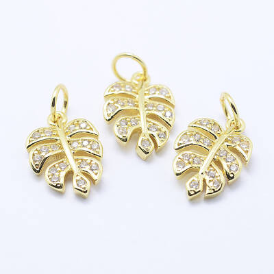 Brass Micro Pave Cubic Zirconia Charms
