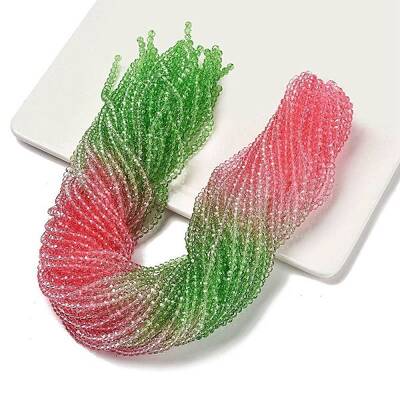 Transparent Painted Glass Beads Strands