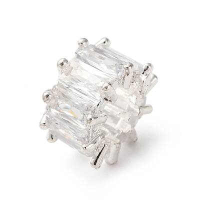 Brass Micro Pave Clear Cubic Zirconia Beads