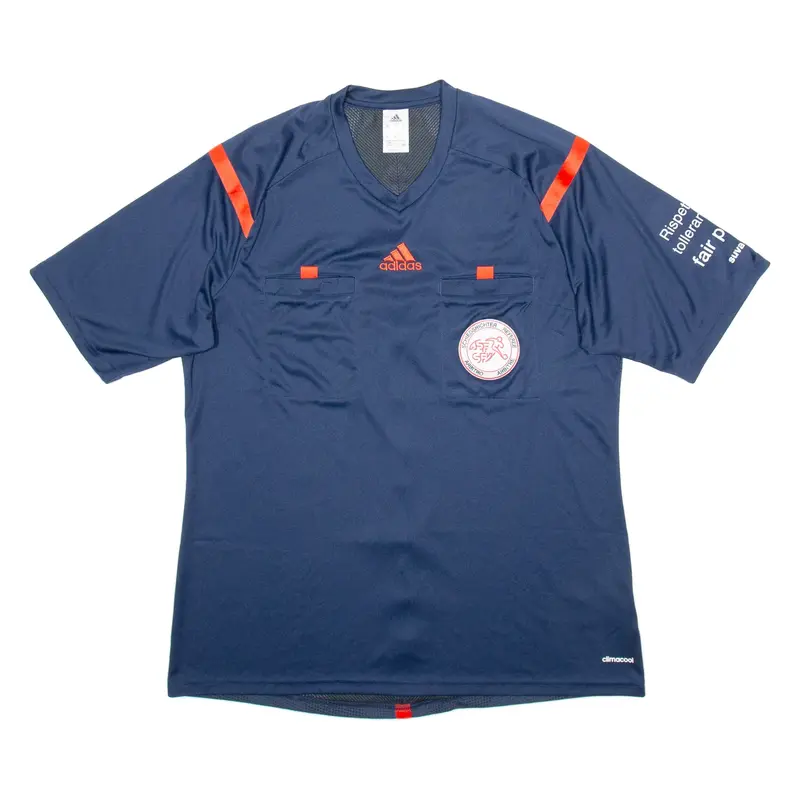 ADIDAS Switzerland Referee Mens Football Shirt Jersey Blue V-Neck XL