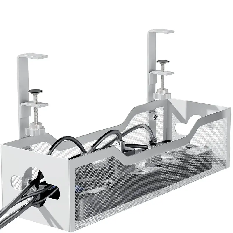 Cable Management Under Desk - No Damage to Desk, Standing Desk Cable Organizer,  Under Desk Cord Organizer, Under Desk Wire M...