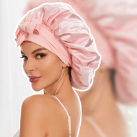 Reusable Shower Cap for Women, Large Waterproof Shower Bonnet Washable Elastic Band Bath Hair Hat for Long Hair