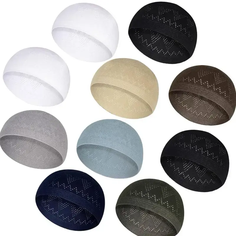 Kufi Hats for Men - Skull Kufi Caps Beanie - Comfortable Handicraft Taqiyah Crochet - 10pcs Multi - Muslim Clothes Hats for I...