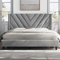 Yaheetech Upholstered Bed Frame Full/Queen with Wooden Slat Support, No Box Spring Needed, Durable Construction, Easy Assembl...