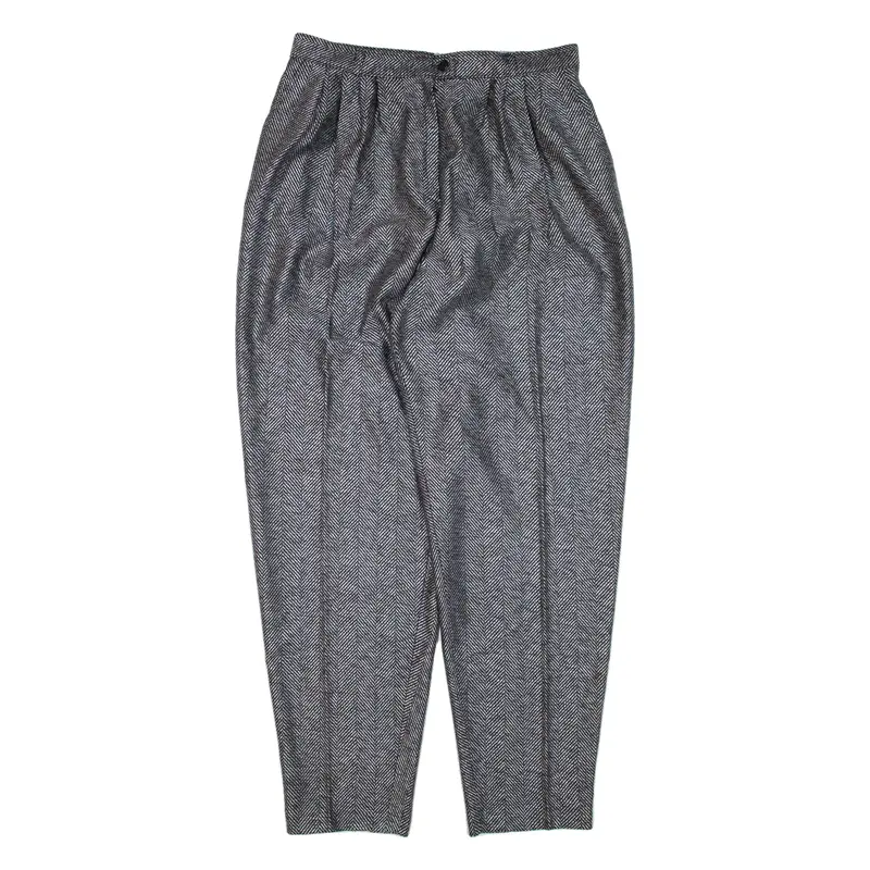 LADY BEAUTIFUL Pleated Trousers Grey Loose Tapered Womens W30 L30