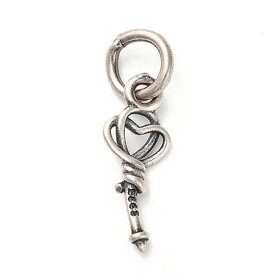 S925 Sterling Silver Heart Key Charms