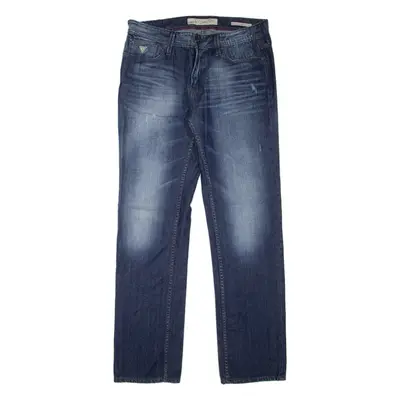 GUESS Lincoln Mens Jeans Blue Slim Straight Stone Wash W33 L33