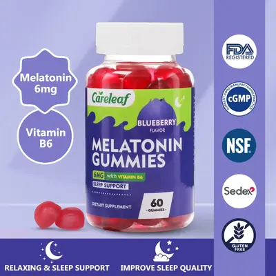 Careleaf 3 Bottles Vegan Dietary Dreamy Sleep Natural Nighttime Gummies-6mg Melatonin & VitaminB6 Gummies for Deeper Sleep-60...