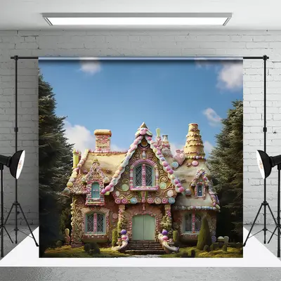 Aperturee Forest Sky Candy House Scenery Cake Smash Backdrop | Best Background Photoshoot | Diy Photography Backdrop | Best P...