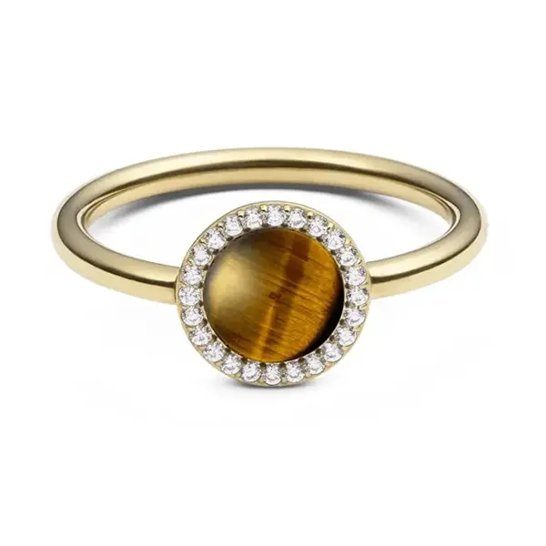 Daniel wellington Audrey DW0040122 Gold Ring with Tiger's Eye and Crystals - Circumference: 62 mm