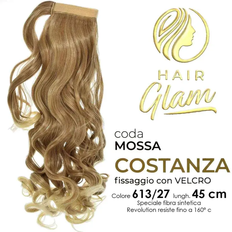 HAIR GLAM COSTANZA WAVY PONY WITH VELCRO FIBER REVOLUTION Length 613/27 45cm