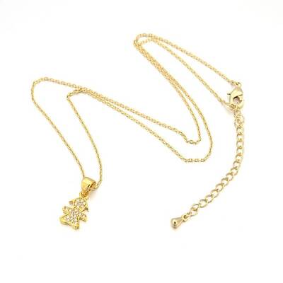 Human/Girl Real 18K Gold Plated Plated Alloy Micro Pave Cubic Zirconia Pendant Necklaces